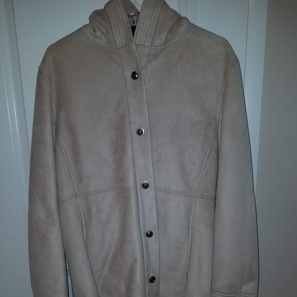 Faux Suede Hooded Winter Coat - Picture 1 of 11